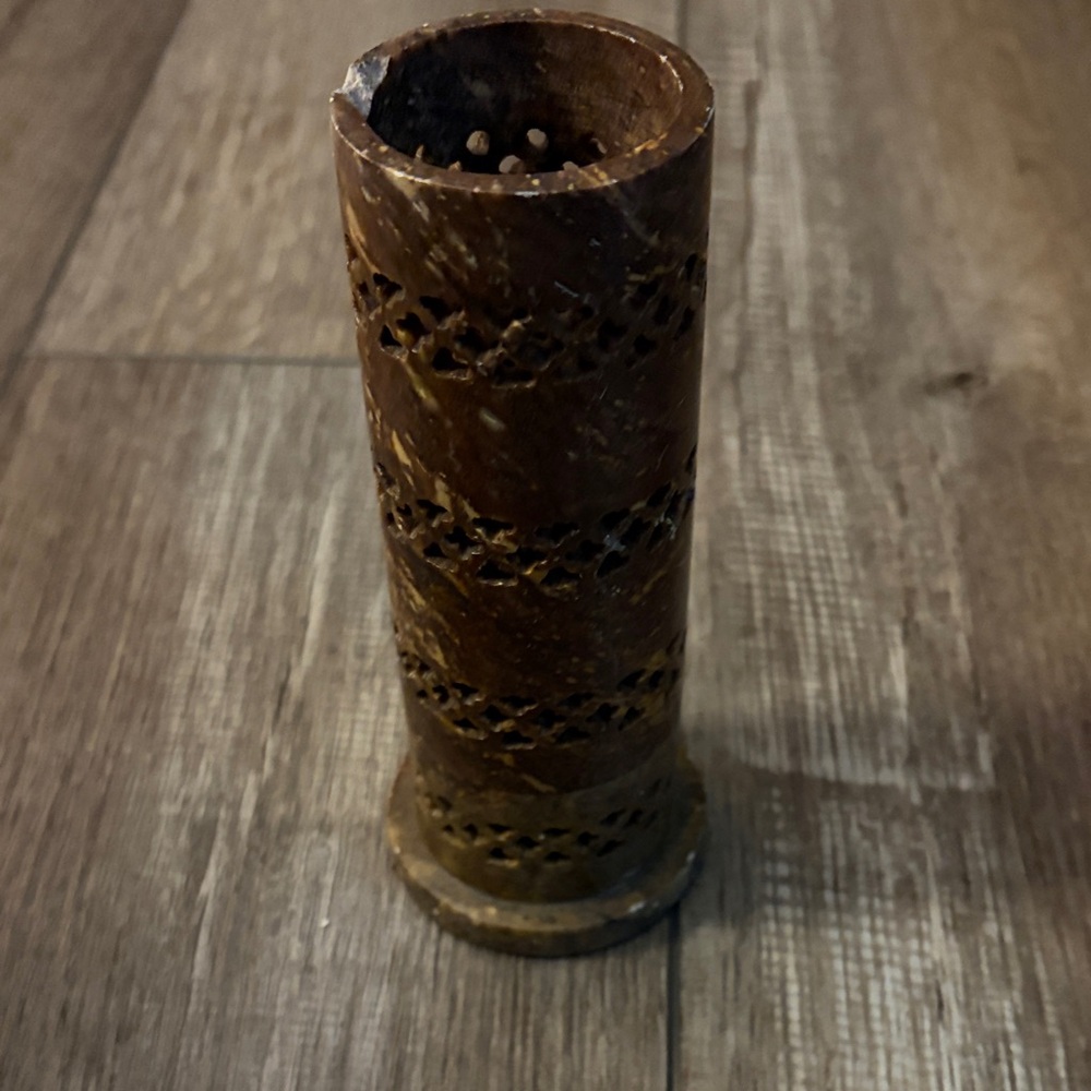 Handcrafted Brown Wooden Candle Holder